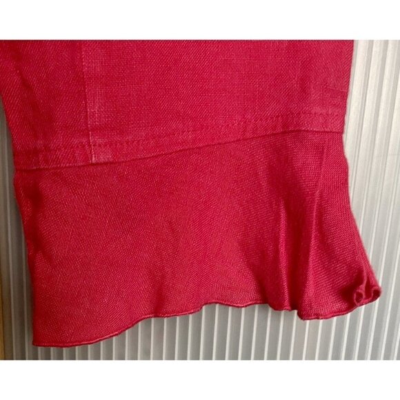 Talbots Irish Linen Blazer Jacket Petite Red Pink Sz 8 - Picture 5 of 6